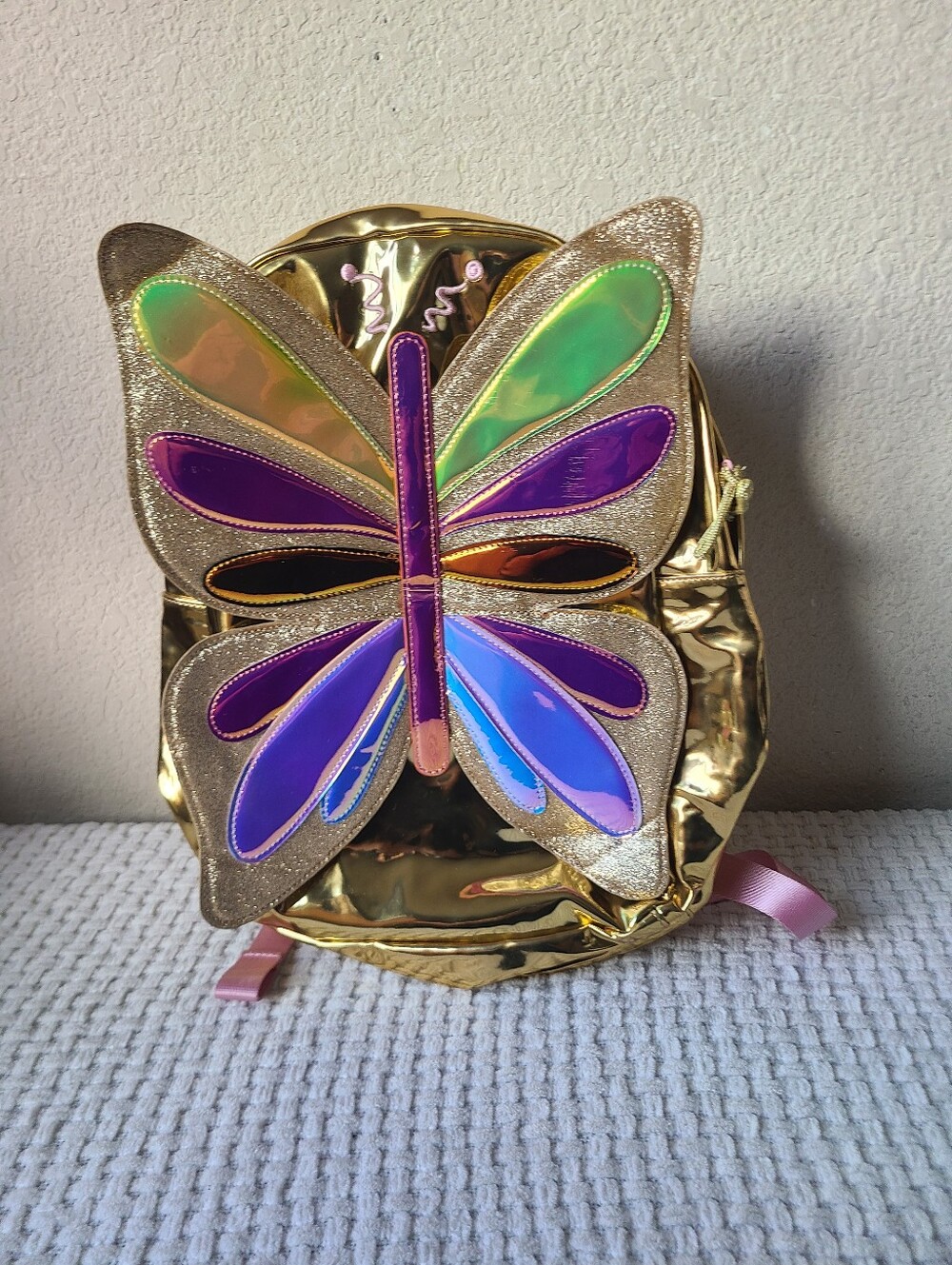 Crewcuts Gold Butterfly Accent Backpack - Gold, Purple, Pink